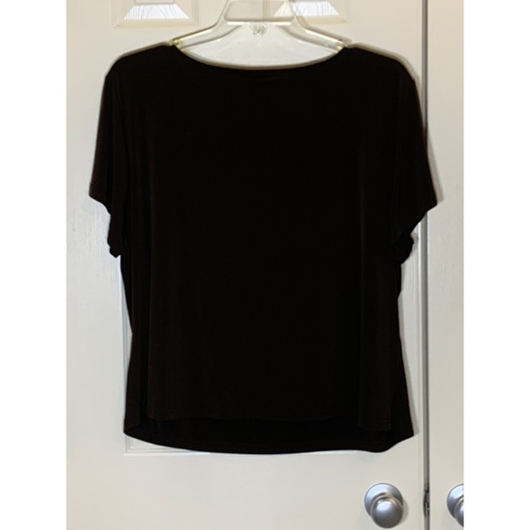 Briggs New York Cowl Neck Blouse Womens 3X Brown EUC Short Sleeve Top - Picture 2 of 4